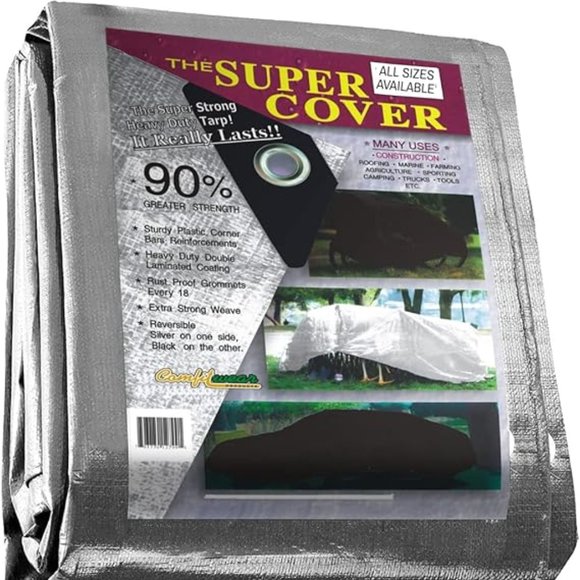 Comfitwear 20' x 20' Heavy Duty Silver/Black UV Blocking 10 Mil Poly Tarp - Picture 1 of 6